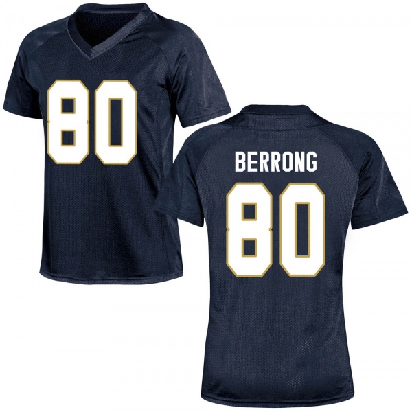 Cane Berrong Notre Dame Fighting Irish NCAA Women's #80 Navy Blue Replica College Stitched Football Jersey NAL0555LV